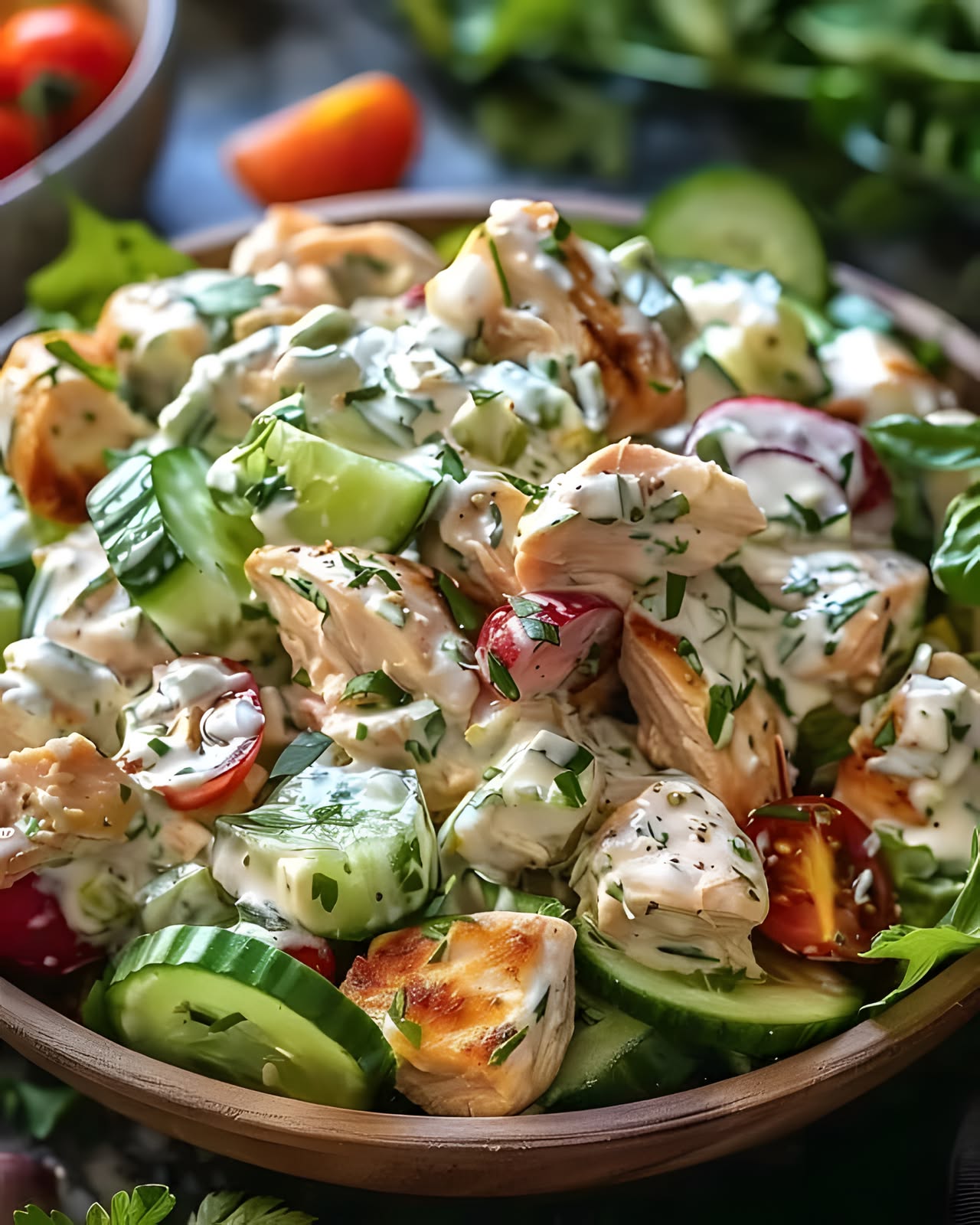 🥗 Griechischer Hähnchensalat mit Tzatziki – Frisch, leicht &amp; voller ...