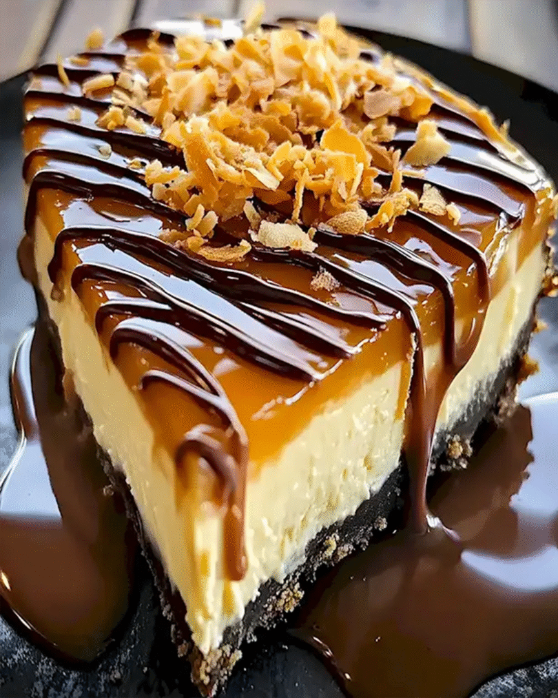 🍰 Cremiger Samoa Käsekuchen – mit Karamell, Schokolade & Kokos wie vom Konditor!
