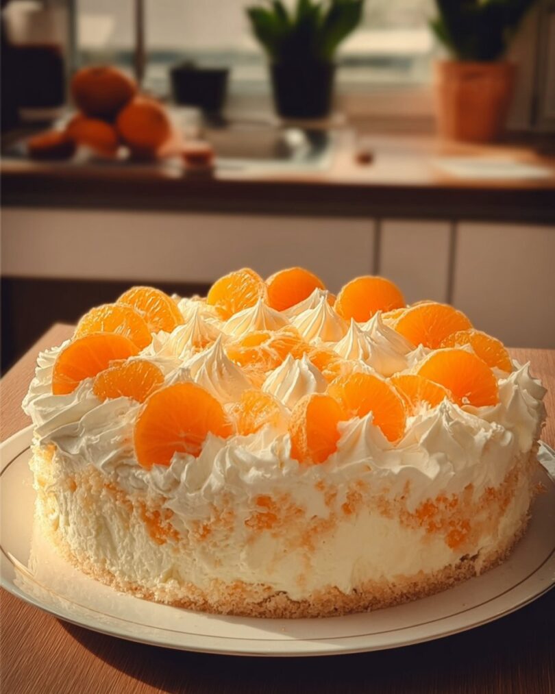 🍊 Luftiger Fantakuchen mit Mandarinen & Vanillecreme