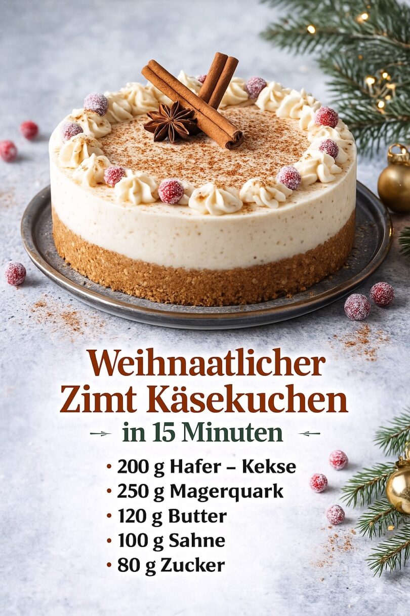 Weihnachtlicher Zimt-Käsekuchen – in nur 15 Minuten vorbereitet