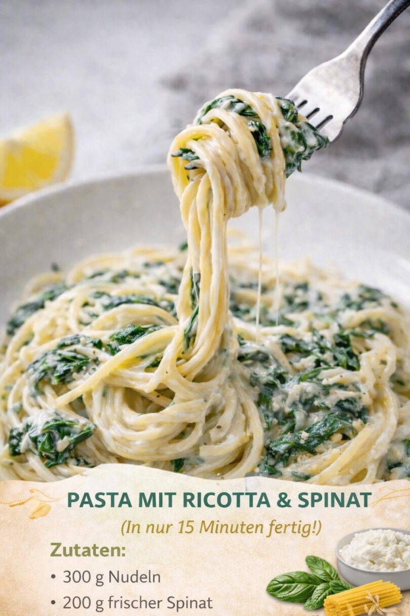 Pasta mit Ricotta & Spinat – in nur 15 Minuten fertig!