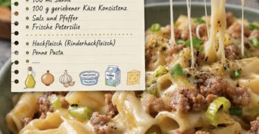 Cremige Käse-Lauch-Pasta mit Hackfleisch – würzig, cremig & schnell gemacht