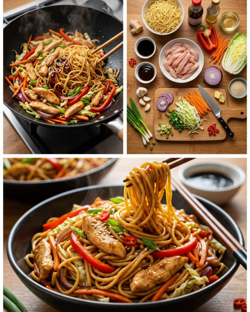 Chinesische Nudeln mit Hähnchenfleisch – blitzschnell und lecker