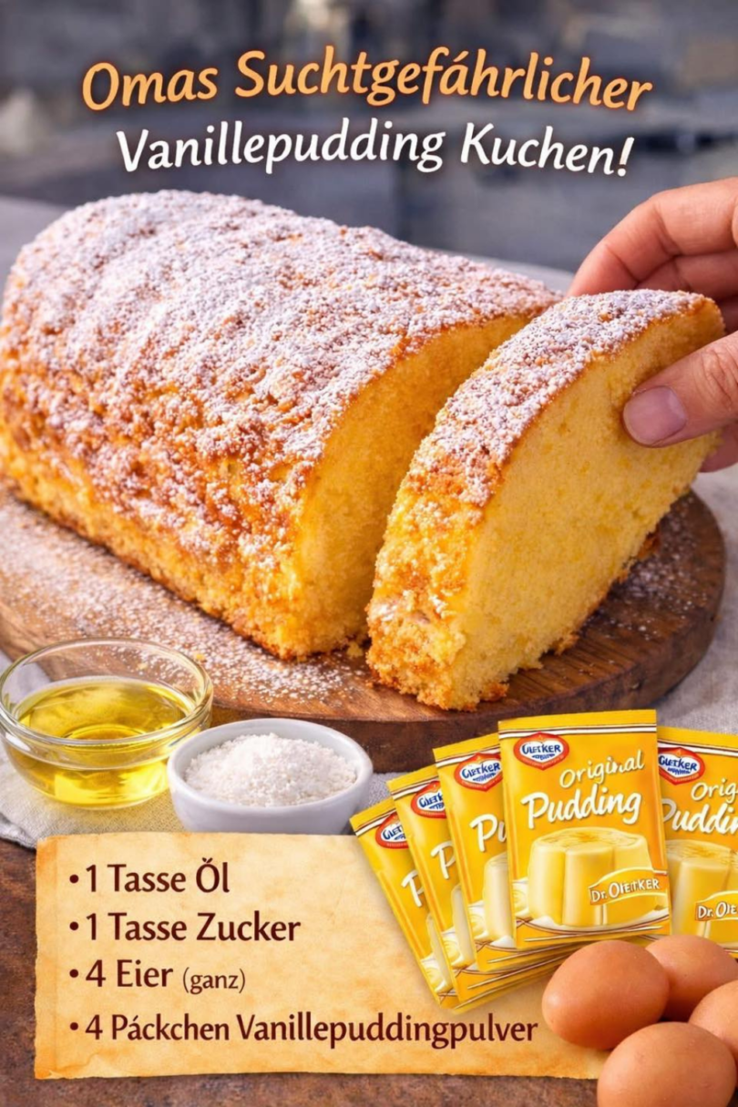 Vanillepudding-Kuchen ohne Mehl – locker, saftig & einfach genial 😍🍰