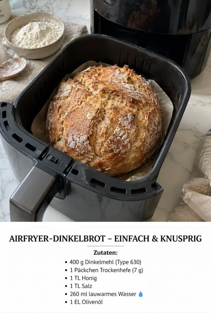 Airfryer-Dinkelbrot aus Dinkelmehl Type 630 mit knuspriger Kruste