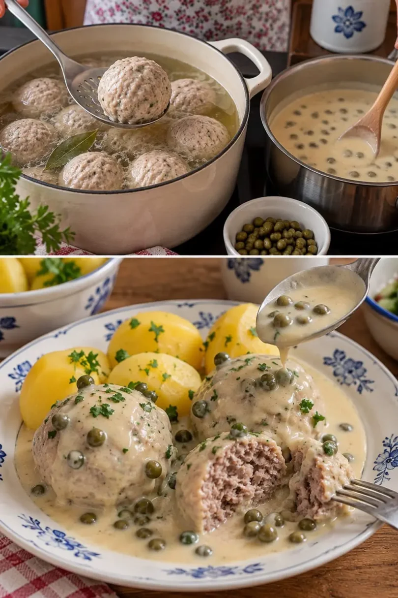 Königsberger Klopse mit Kapernsoße und Salzkartoffeln