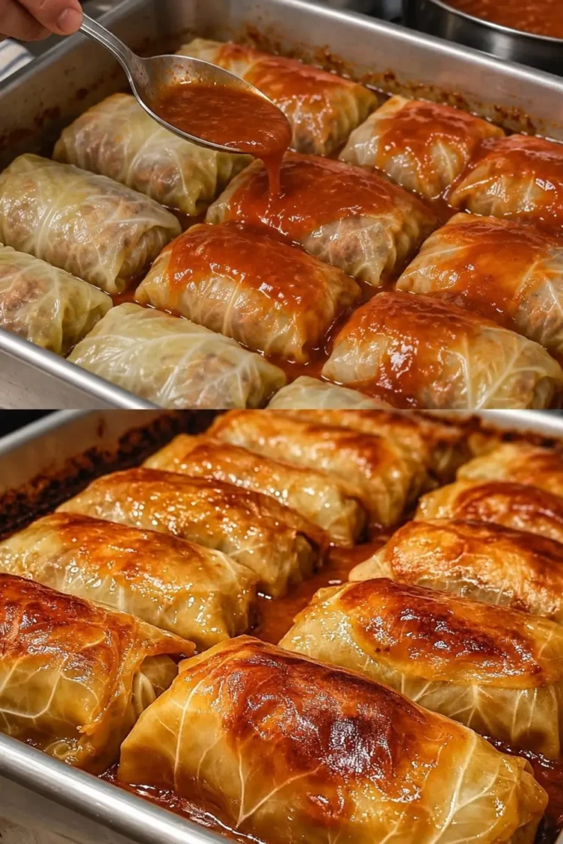 Omas Kohlrouladen mit Hackfleisch in Tomatensoße aus dem Ofen