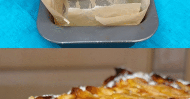 Unsichtbarer Apfelkuchen mit vielen dünnen Apfelschichten und wenig Teig