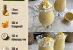 Weihnachts-Piña-Colada-Dessert mit Ananas, Orange und Kokos