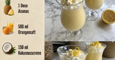 Weihnachts-Piña-Colada-Dessert mit Ananas, Orange und Kokos